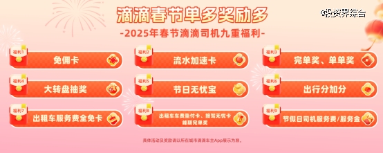 滴滴春节发放超4亿元司机补贴，上线免佣卡流水加速卡等九重福利