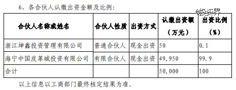 海宁皮城出资5亿做LP